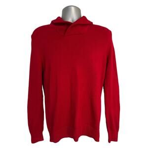 Chaps Red Shawl Collar Elbow Patch Cotton Sweater Size S